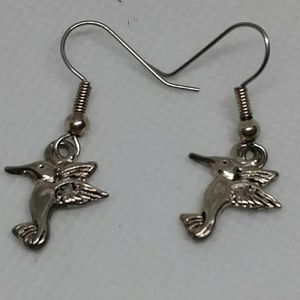 Little hummingbird earrings silver tone